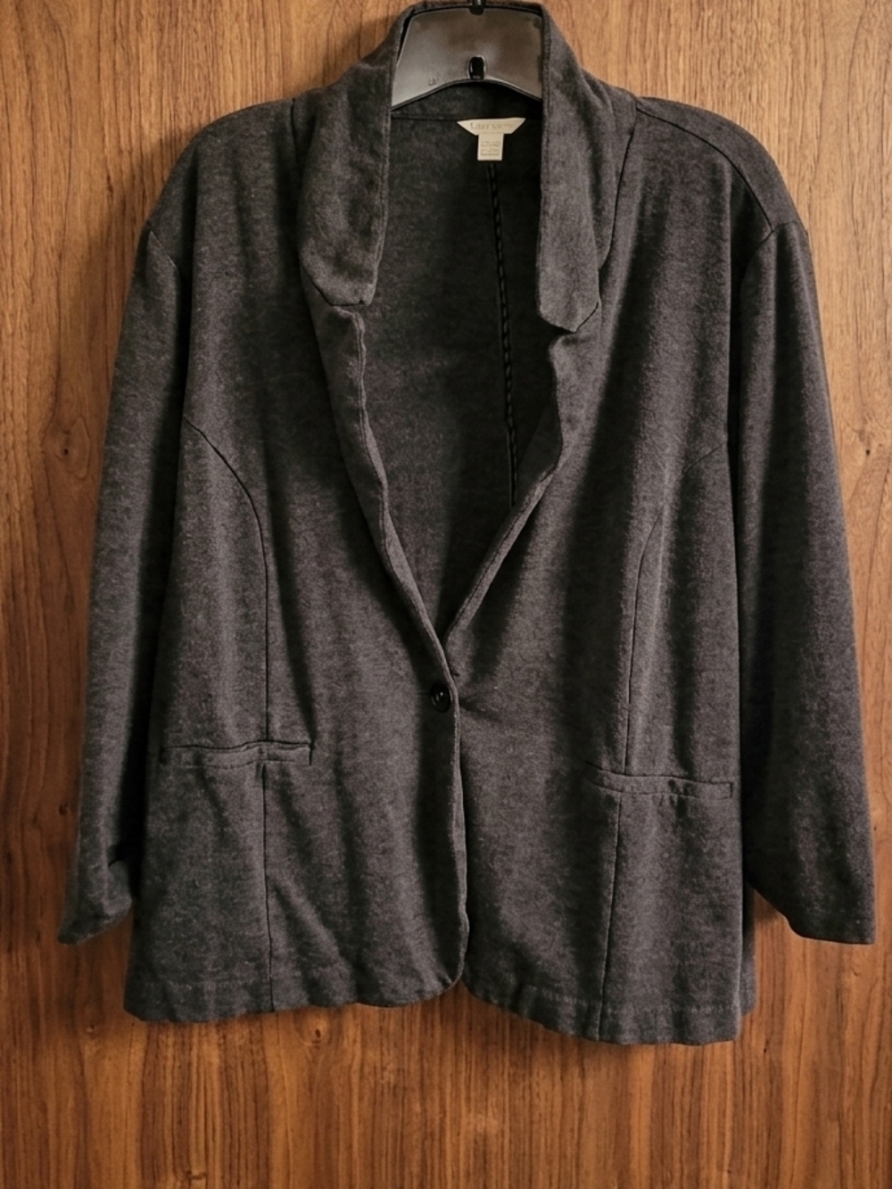 Dark Gray Open-Front Knit Cardigan Blazer